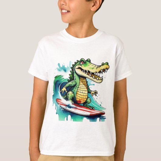 Grappig krokodil surfen T-Shirt (Voorkant)