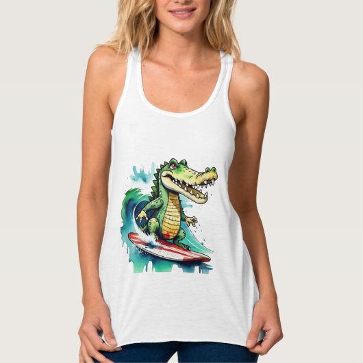 Grappig krokodil surfen T-Shirt (Voorkant)