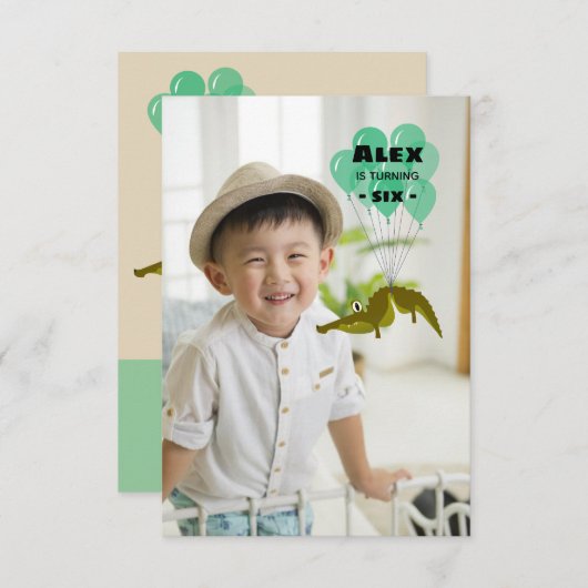 Grappig krokodil Verjaardagsfeest met afbeelding Kaart (Voorkant / Achterkant)