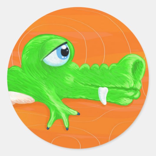Grappig krokodillenschilderij, sticker (Voorkant)