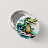 Grappig krokodillensurfen ronde button 3,2 cm (Voorkant /achterkant)