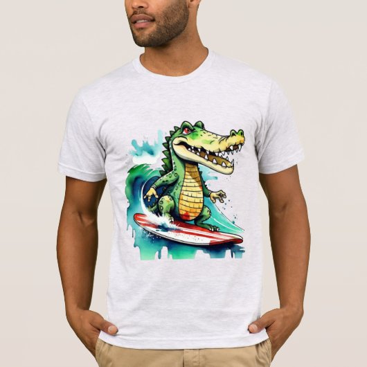 Grappig krokodillensurfen t-shirt (Voorkant)