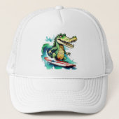 Grappig krokodillensurfen trucker pet (Voorkant)