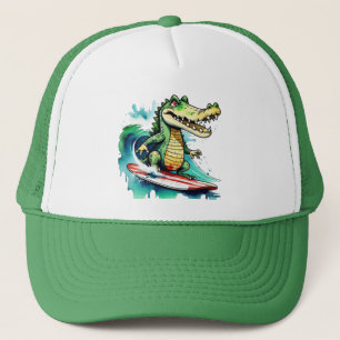 Grappig krokodillensurfen trucker pet