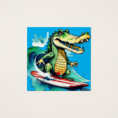 Grappig krokodillensurfen vierkante visitekaartjes (Voorkant)