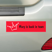 Grappig kroonwit + je rug. en tekst bumpersticker (Op auto)