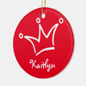 Grappig kroonwit + je rug. en tekst keramisch ornament (Links)