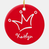 Grappig kroonwit + je rug. en tekst keramisch ornament (Achterkant)