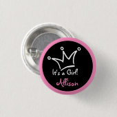 Grappig kroonwit + je rug. en tekst ronde button 3,2 cm (Voorkant /achterkant)