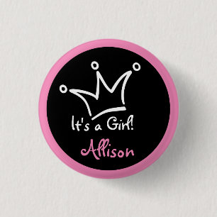 Grappig kroonwit + je rug. en tekst ronde button 3,2 cm