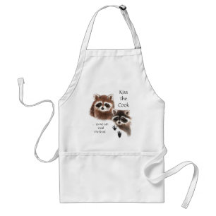 Grappig, Kus de Cook Cute Raccoon Humor Quote Standaard Schort