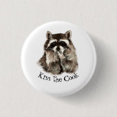 Grappig, Kus de kok, Raccoons Tas Ronde Button 3,2 Cm (Voorkant)