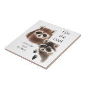 Grappig, kus de kok, wasberen, steel het eten tegeltje (Zijkant)