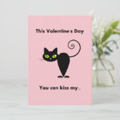 Grappig kus mijn zwarte kat Valentijn Feestdagenkaart (Staand voorkant)