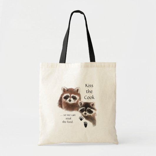 Grappig, Kus the Cook, Raccoons Tote Bag (Voorkant)