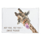 Grappig kussen Hoesje met speelse Giraffe - Smile Kussensloop (Achterkant)
