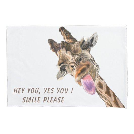 Grappig kussen Hoesje met speelse Giraffe - Smile Kussensloop (Voorkant)