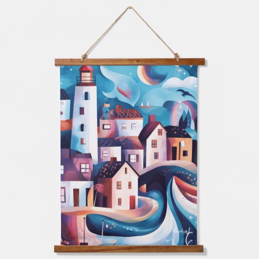 Grappig Kustdorp kunstwerk Hangend Wandkleed (Voorkant)