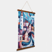 Grappig Kustdorp kunstwerk Hangend Wandkleed (Gebogen)