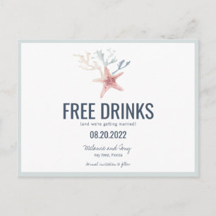 Grappig Kuststrand Bruiloft Save the Dates Aankondigingskaart