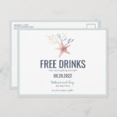 Grappig Kuststrand Bruiloft Save the Dates Aankondigingskaart (Voorkant / Achterkant)