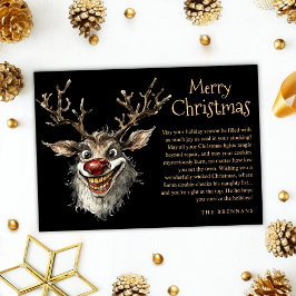 Grappig Kwaad Naughty Reindeer Wicked Merry Christ Feestdagenkaart
