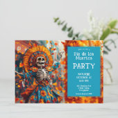 💀 Grappig La Calavera in bloemrijke jurk Kaart (Staand voorkant)