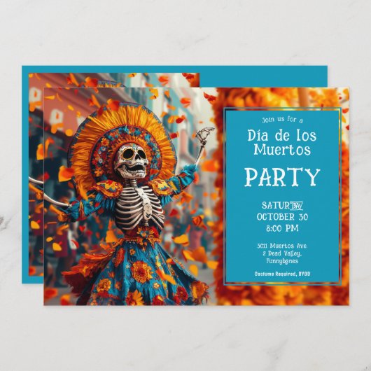 💀 Grappig La Calavera in bloemrijke jurk Kaart (Voorkant / Achterkant)