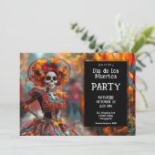 💀 Grappig La Calavera in pet met bloemetjes Kaart (Staand voorkant)