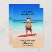 Grappig Laat Het Sneeuwen Florida Santa Surfing Ho Feestdagenkaart (Voorkant / Achterkant)
