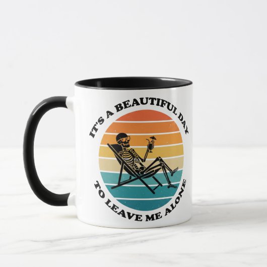 Grappig "Laat Me Met Rust" Retro Skelet Sarcasme Mok (Links)