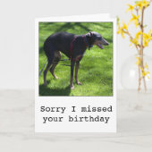 Grappig laat verjaardagshond wenskaart kaart (Gele Bloem)