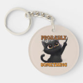 Grappig laat woord kunst kat sleutelhanger (Voorkant)