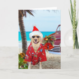 Grappig Lab / Hond Hawaiian / Surfer Kerstmis Feestdagen Kaart