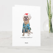 Grappig Lab / Hond Hawaiian / Surfer Kerstmis Feestdagen Kaart (Achterkant)