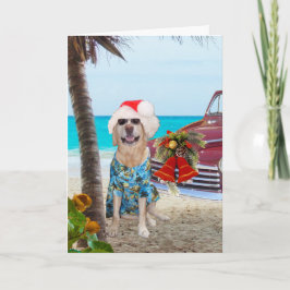 Grappig Lab / Hond Hawaiian / Surfer Kerstmis Feestdagen Kaart