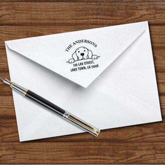 Grappig labrador familienaam retouradres  zelfinktende stempel