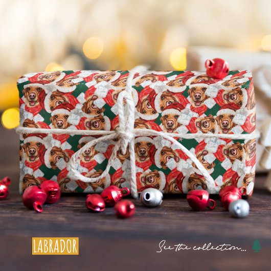 Grappig Labrador Kerstpatroon Cadeaupapier