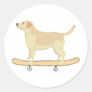 Grappig Labrador Skateboardende Hond T Shirt Cadea Ronde Sticker