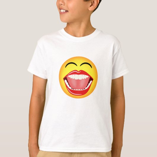 Grappig lachen grote open mond gezicht emoji t-shirt (Voorkant)