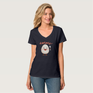 Grappig Lachend Ei Cartoon Dames V-Hals T-Shirt