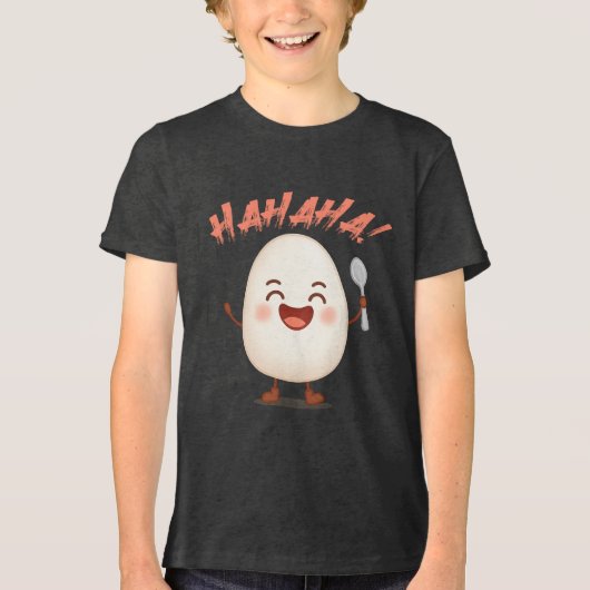 Grappig Lachend Ei Cartoon Jongeren Tri-Blend T-sh Shirt (Voorkant)