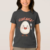Grappig Lachend Ei Cartoon Jongeren Tri-Blend T-sh Shirt (Voorkant)
