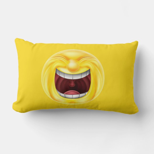Grappig Lachend Emoji Gezicht Kussen (Voorkant)