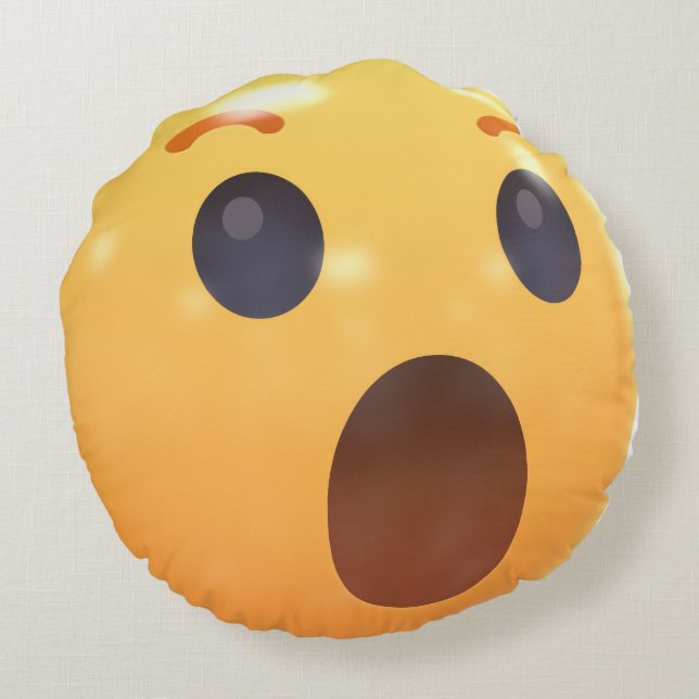 Grappig Lachend Emoji Gezicht Rond Kussen (Achterkant)