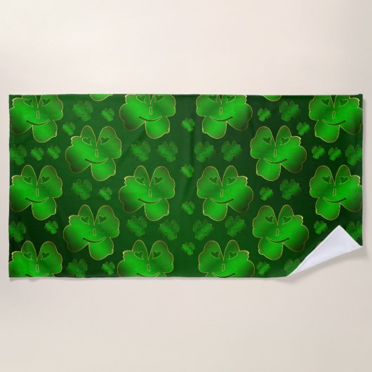 grappig, lachend, shamrocks, groene, smakelijke da strandlaken (Voorkant)