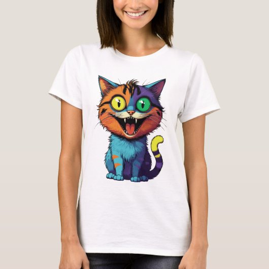Grappig - Lachkat - T-shirt (Voorkant)