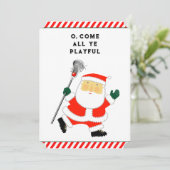 Grappig Lacrosse Kerstmis Feestdagenkaart (Staand voorkant)