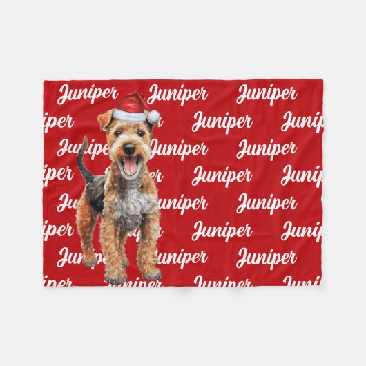 Grappig Lakeland Terrier Hondennaam Patroon Kerstm Fleece Deken (Voorkant (Horizontaal))