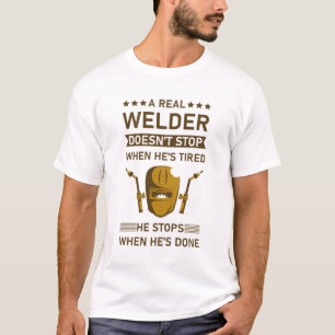 Grappig lassen, een echte lasser stopt niet t-shirt
